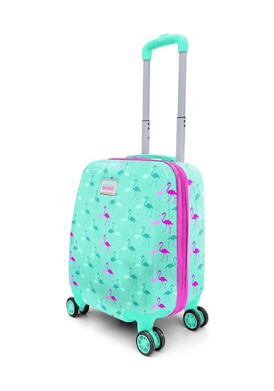 Coral High Kids Su Yeşili Neon Pembe Flamingo Desenli Çocuk Valizi 16714