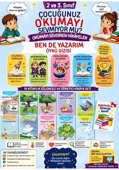 3.sınıflar İçin En Çok Okutan Tam 10'lu Hikaye Seti
