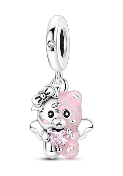 Pembe Gümüş Tatlı Ayıcık Sallantılı Charm
