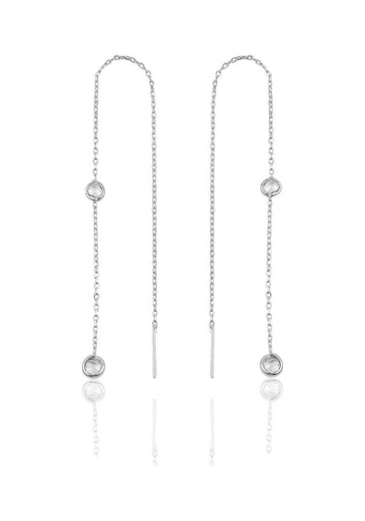 Gümüş 2 Taşlı Zincirli Küpe N11.32934