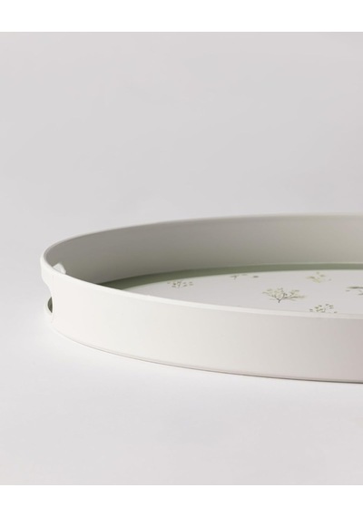 Delmare Oval Tepsi - Beyaz/yeşil
