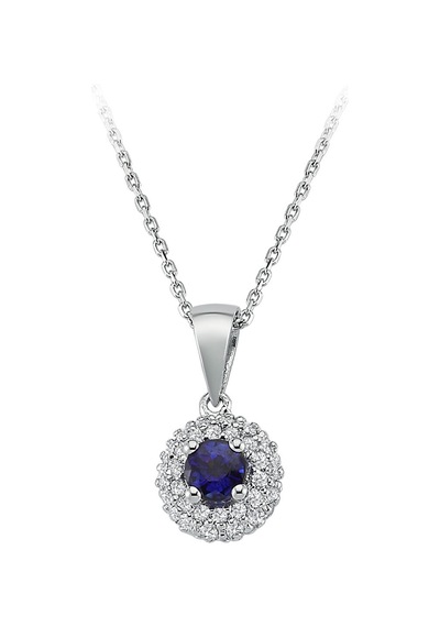 Sirius 0.30 Karat Pırlanta Ve Safir Taşlı 18K Kolye 0804P0161