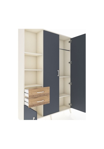 Arges Dolap 5 Raflı 2 Çekmeceli Tek Askılı 132x30x195 Aytaşı-antrasit/çam Antrasıt/atlas Çam Arges Dolap 5 Raflı 2 Çekmeceli Tek Askılı 132x30x195 Aytaşı-antrasit/çam Antrasıt/atlas Çam
