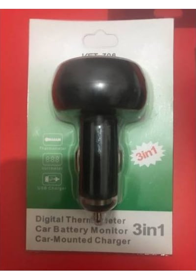 Araç Voltmetre Termometre 3in1