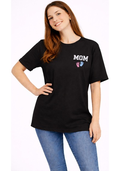 Nevermınd Anne Baba Kombini Mom Dad Baskılı Çift Tişört Oversize Unisex 2 Li Set Siyah Siyah