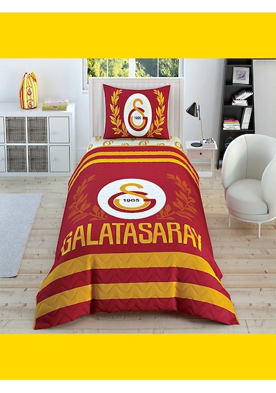 Taç Lisanslı Kapitoneli Nevresim Takımı Galatasaray Kırmızı Tek Kişilik