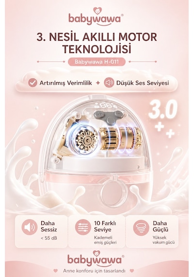 Babywawa H-011 Giyilebilir Göğüs Pompası Tekli Kablosuz, Sessiz Ve Taşınabilir Süt Sağma Makinesi