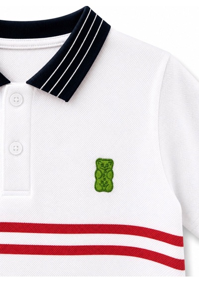 Haribo Lisanslı Çizgili Polo Yaka Çocuk T-shirt Şort Takım Lacivert