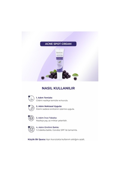 Royéva Akne Karşıtı Sivilce Kremi Salisilik Asit & Tea Tree Oil & Niacinamide Leke Karşıtı Spot Bakım Kremi 15 ML