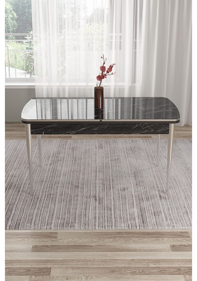 Canisa Tia Serisi 80x132 Açılabilir Mdf Siyah Mermer Desen Krom Detay Masa Takımı Ve 4 Cappucino Sandalye Masa Siyah Mermer Desen Sandalye Cappucino Canisa Tia Serisi 80x132 Açılabilir Mdf Siyah Mermer Desen Krom Detay Masa Takımı Ve 4 Cappucino Sandalye Masa Siyah Mermer Desen Sandalye Cappucino