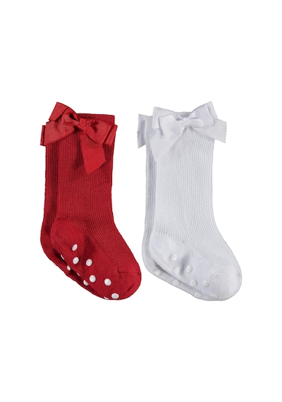 Civil Baby Fiyonk Aksesuarlı Kaydırmaz 2'li 6- Bebek Kız Çorap Set - Standart