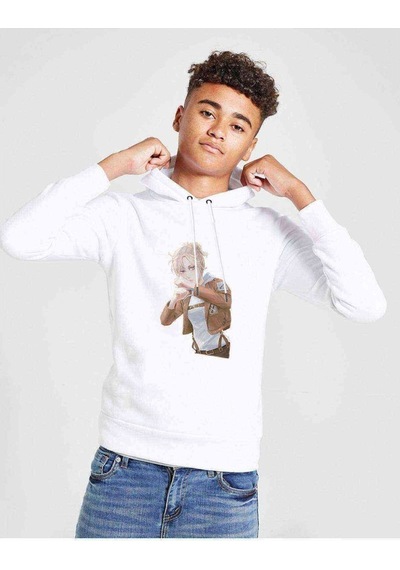 Tshirthane Anime Attack On Titan Baskılı Unisex Çocuk Kapüşonlu Beyaz Sweat (528887638)
