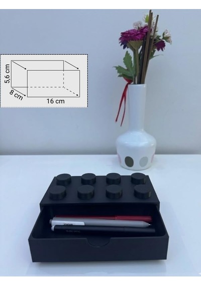 Yapı Oyuncak Tasarımlı Mini Çekmece - Küçük Boy 4x2 Masaüstü Düzenleyici Siyah Diğer