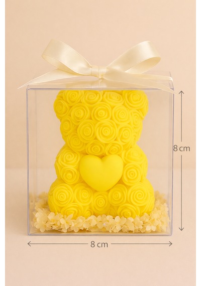 20'li Ayıcık Şeklinde Kokulu Mum Söz Nişan Baby Shower Hediyeliği Sarı