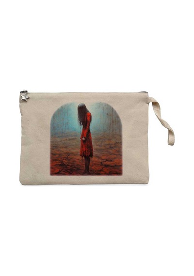 Depressed Girl Krem Clutch Astarlı Cüzdan / El Çantası