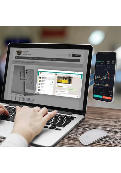 Buff Bl16 Magsafe Uyumlu Laptop Telefon Tutucu Gümüş, Mıknatıslı Bilgisayar Ekran Tutucu