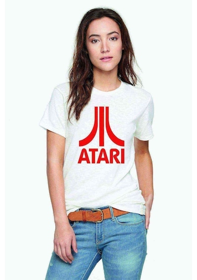 Atari Logo Baskılı Beyaz Kadın Tshirt (534306510)