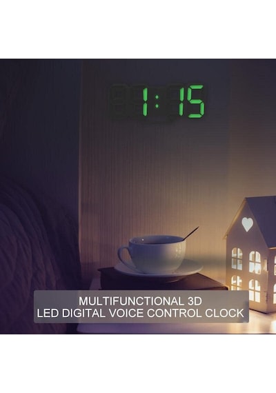 Yeşil Led Dijital Dekoratif Masa Veya Duvar Saati Diğer