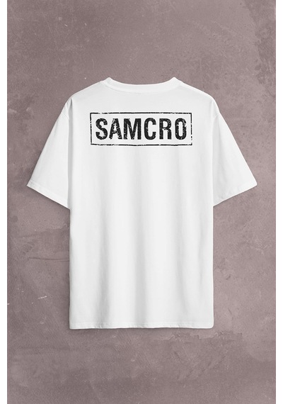 Samcro Sons Of Anarchy Anarşi Dizi Film Motosiklet Sırt Ön Baskılı Oversize Tişört Unisex T-shirt 001