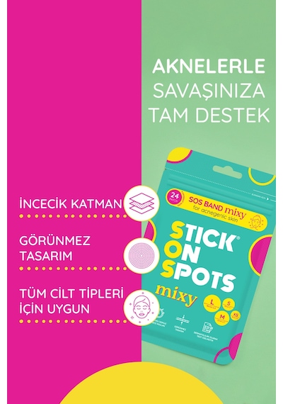 S.o.s Mixy 24 Lü Yüz Için Sivilce/akne Bandı 4 Boy Pimple Patch-hidrokolloid Bant