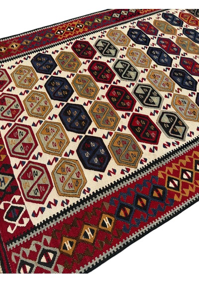 El Dokuma Sıfır Van Kilimi 125x230 Renkli Kök Boya Yolluk Kilim