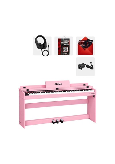 Midex Plx-140 Pro-pk Hammer Action Dijital Piyano Bluetooth Çekiç Aksiyon 88 Tuşlu Kapaklı Kulaklık Hediyeli