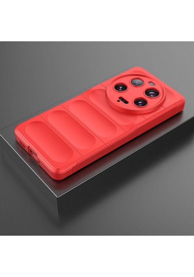 Xiaomi Mi 13 Ultra Kılıf Kamera Korumalı Esnek Silikon Parmak Şeritli Pazarplus Kırmızı
