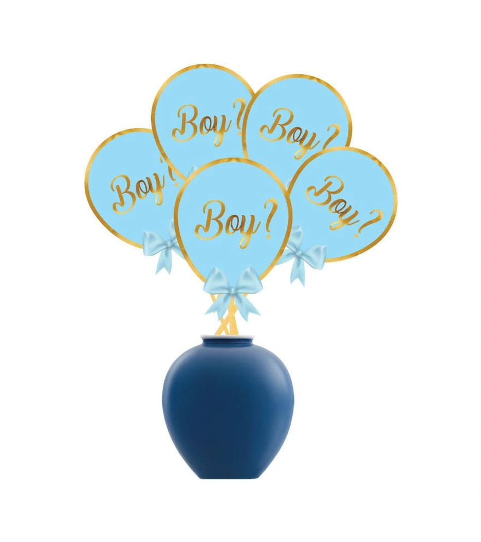 Cinsiyet Partisi Konuşma Balonu 5li Boy Mavi Balon Çubukları 12x17 Cm Diğer