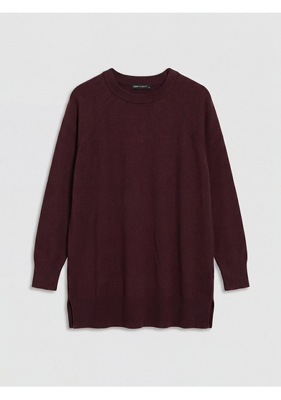 Lcw Modest Bordo Bisiklet Yaka Kadın Triko Tunik