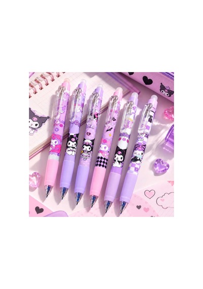 Kuromi & My Melody Temalı Silinebilir Jel Tükenmez Kalem 2 Adet Mor Mor