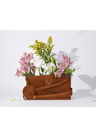 Bloominbag Camel Still Lozan Hakiki Süet Çapraz Askılı Telefon Bölmeli Cüzdan Çanta Kahverengi