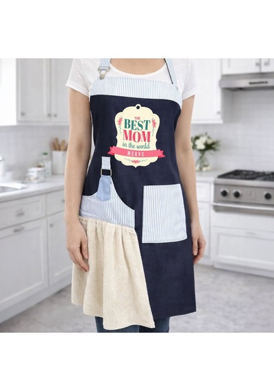 Bk Gift Kişiye Özel Anneler Günü Tasarımlı Pamuk Denim Havlu Detaylı Mutfak Önlüğü -4, Anneye , Anneler Günü si Kobitmeyencom36578 Bk Gift Renkli