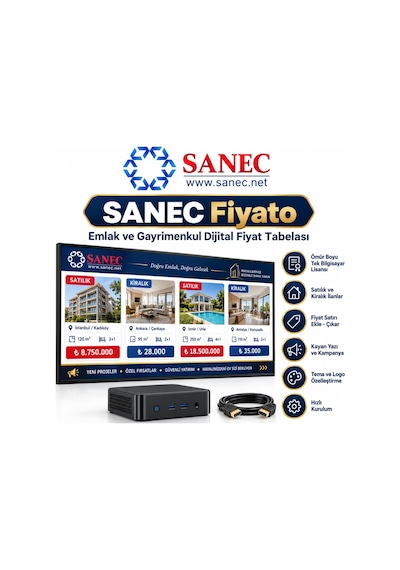 Sanec Emlak & Gayrimenkul  Tabelası 43" Hdmı Ekranlı Dijital  Tabelası Sistemi