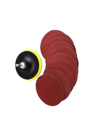 Depolife 115mm Cırt Taban 20 Adet Zımpara Takımı 1000 Kum 800 Kum Kuru Zımpara Seti Matkap Adaptörlü Polisaj