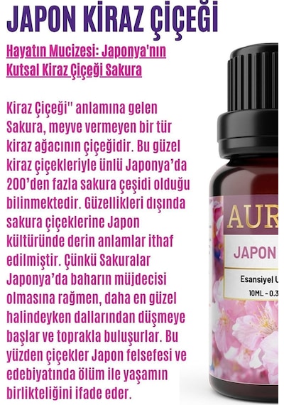 AURAN Japon Kirazı Esansiyel Uçucu Koku Yağı Buhurdanlık Yağı 10M