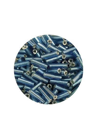 Uzun Boru Kesme Boncuk Çap 2mm Uzunluk 10 Mm - 60 Gram - Camgöbeği Mavi - Bnc267