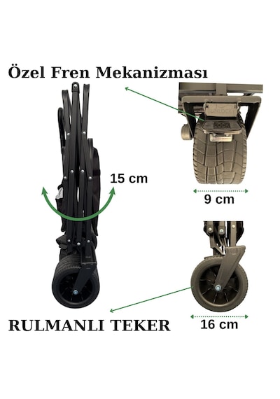 Windcamp Katlanır Kamp Arabası - Frenli - Xxl Siyah