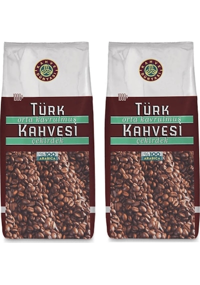 Kahve Dünyası Orta Kavrulmuş Çekirdek Türk Kahvesi %100 Arabica 2 x 1 KG