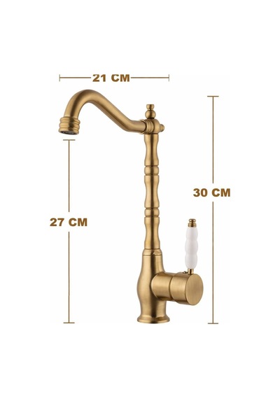 Rena Design Rustik Mat Gold Mutfak Evye Bataryasi Otantik Osmanli Prinç Gövde Vintage Tasarim Mat Altin
