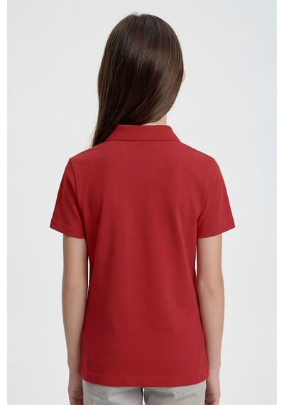 Fiesta Polo Yaka Standart Fit Basic Unisex T-shirt - 11330 Kirmizi