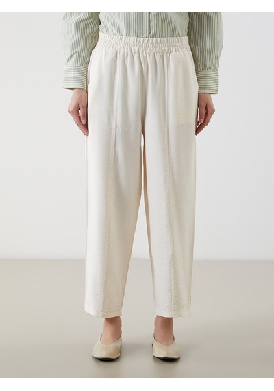 Lcw Modest Ekru Beli Lastikli Kadın Pantolon