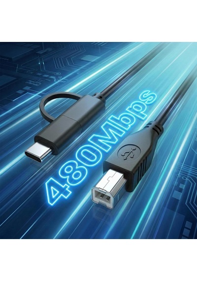 Lexroo Type-c + Micro Usb To Usb-b Yazıcı/mıdı Bağlantı Kablosu Standart