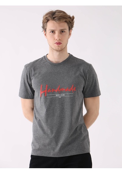 Dufy Antrasit Melanj Erkek Regular Fit O Yaka Tshirt - 94377 Antrasit Melanj
