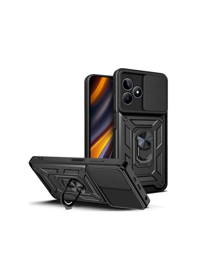 Fibaks Realme C53 Uyumlu Kılıf Kamera Korumalı Sürgülü Yüzüklü Armor Tank Kapak