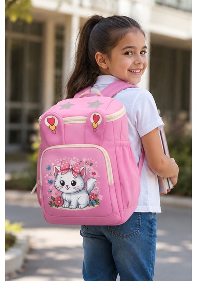 Ls-5170 Kız Çocuk Ana Okul Çantası Okul Çantası Pembe Gri