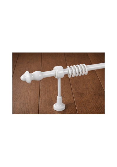 Beyaz Ahşap Rustik - Alüminyum Borulu Ahşap Başlıklı Ahşap Ayaklı Perde Askısı - Halkalı Klipsli Beyaz275cm - 865560222 Beyaz275cm