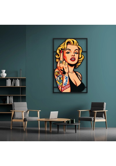 Dövmeli Pop Art İkon - Metal Tablo - Dec0344 32 X 50 Cm Çok Renkli