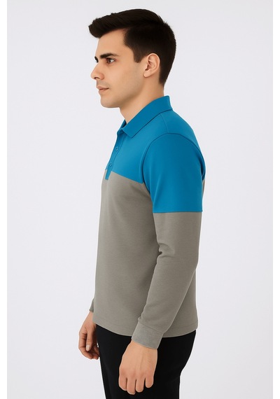 Düğmeli Polo Yaka Sweatshirt İş Kıyafeti 10 Adet Firmanıza Özel Logo & İsim Baskılı - Nakışlı Gri