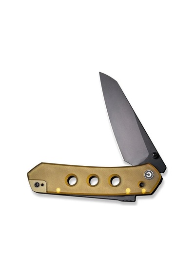 Civivi Vision Fg Thumb Stud & Superlock Knife Amber & Black Ultem Handle Kamp Çakı Sarı