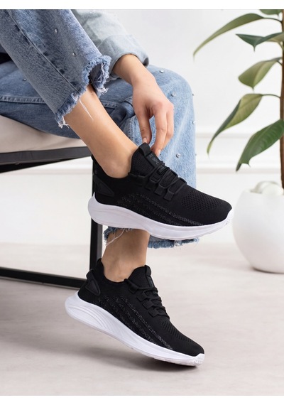 Siyah Beyaz Unisex Yürüyüş Hafif Triko Ayakkabı-015 SİYAH-BEYAZ